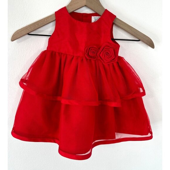 Carters Just One You Other - Carters Just One You Dress Girls 9M Red Sleeveless Floral Ruffle Special Occasio